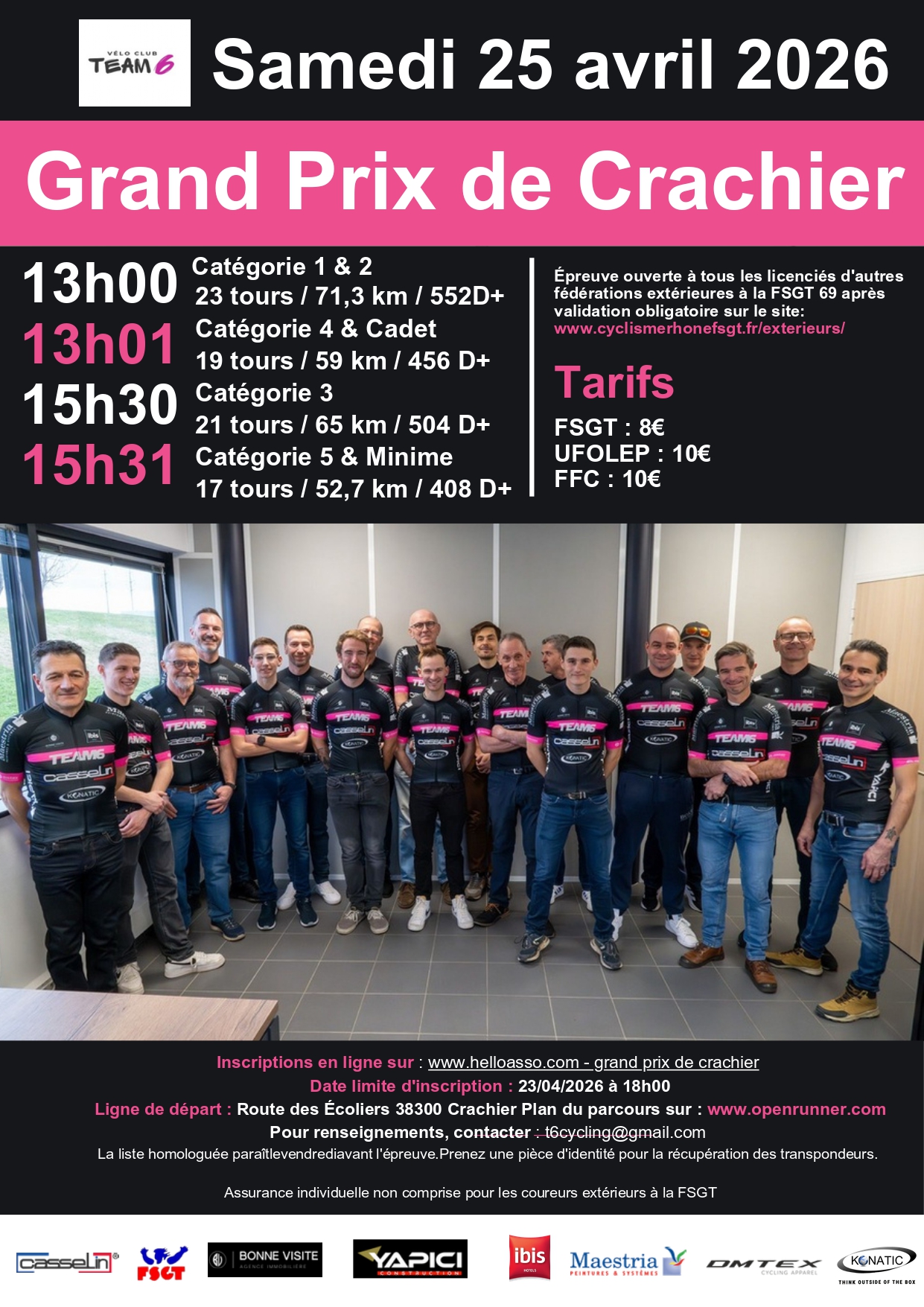 Grand Prix de Crachier (38) FSGT ce 25 avril 2026