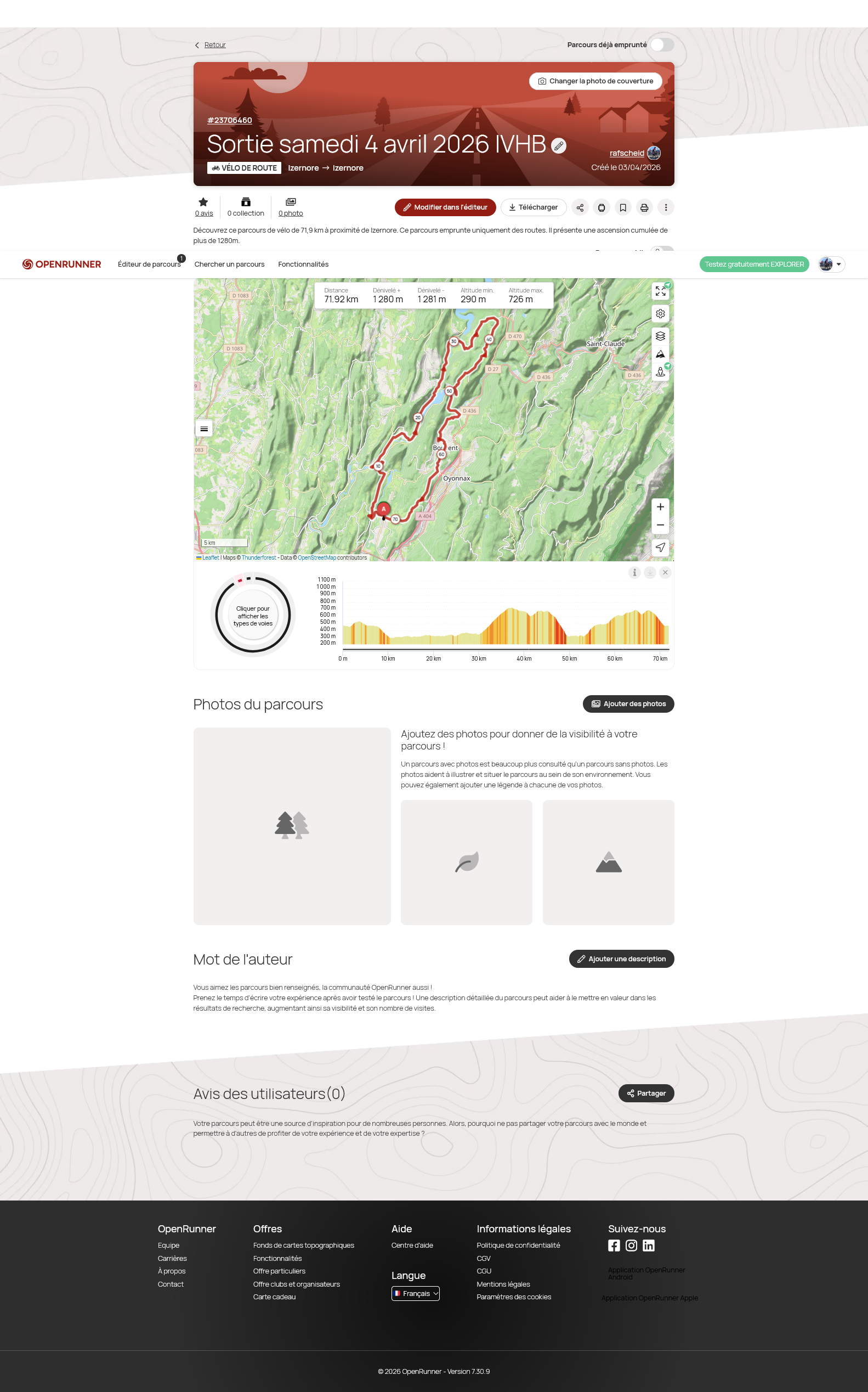 Sortie prévue ce samedi 4 avril 2026